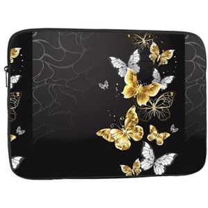 Goud wit vlinders zwart zacht interieur, stijlvolle bescherming, laptoptas, verkrijgbaar in vijf maten, biedt perfecte bescherming voor uw apparaten, computerbinnenzak