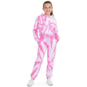 A2Z 4 Kids® Kinderen Meisjes Tie Dye Trainingspak Capuchon Met Joggingbroeken - T.S 314 Tie Dye Pink 11-12