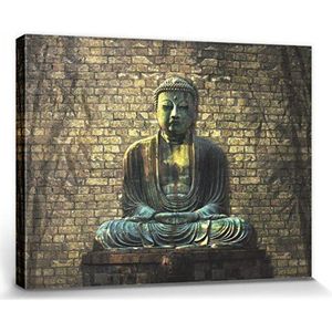 1art1 Boeddhisme Poster Kunstdruk Op Canvas Buddha In Meditation Muurschildering Print XXL Op Brancard | Afbeelding Affiche 40x30 cm