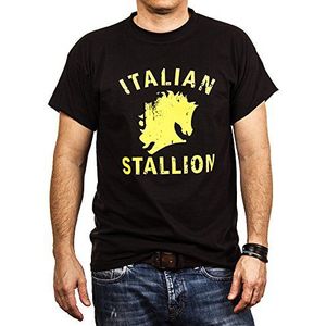MAKAYA Vintage Gym T-Shirt Heren Rocky Italian Stallion Sport Design Print Paard Zwart XL