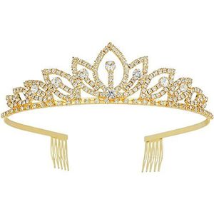 Bruiloft tiara met kam bruids glanzende strass steentjes kristal hoofdband optocht prinses bruids prom decoratie feestkleding