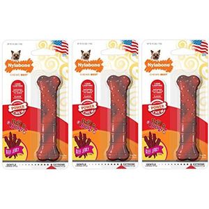 Nylabone Power Chew Textured Beef Jerky Flavor Petite Bone for Dogs - 3 Pack
