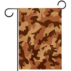traditionele bruine camouflage Tuinvlag 28x40 inch,Kleine tuinvlaggen dubbelzijdig verticale banner buitendecoratie
