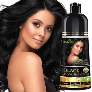 Herbishh Hair Color Shampoo for Gray Hair–Natural Hair Dye Shampoo–Colors Hair in Minutes–Long lasting colour–500 ML–3-In-1 Hair Color–Ammonia-Free (Black)