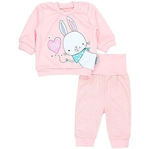TupTam Baby Girl Outfit Lange Mouwen Shirt met Print Broekje Baby Kleding 2 Stuks, Konijn/Love/Stippen Abrikoos, 68