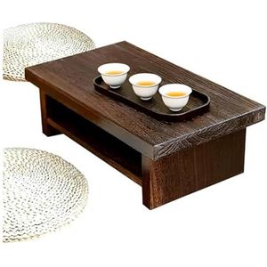 Japanse stijl lage tafel, meditatietafel, retro Japanse houten lage tafel, houtskool gebrande tafelblad salontafel for erker en Tatami Zen theetafel(68 * 35 * 20cm)