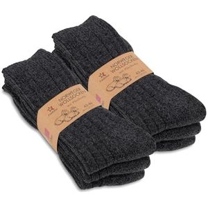 Footstar Wollen wintersokken voor heren, 6 paar, Noorse sokken met badstof pluche zool, gemengd grijs, 39-42 EU