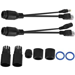 Yctze POE-splitter 12 V stroomvoorziening via Ethernet passieve POE-adapter splitter injector waterdichte passieve stroomvoorziening via Ethernet PoE-adapter (zwart)