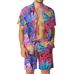 Hawaiiaanse Kokospalmshirts en Shorts Voor Heren, Set Van 2 Stuks, Strandvakantie-outfits Met Korte Mouwen, Casual Sportkleding (Color : Color 6, Size : XS)