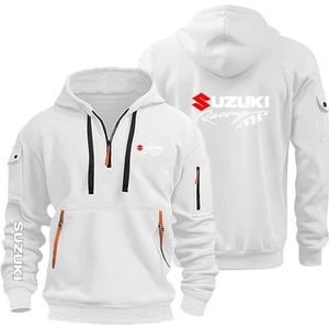 AHYAOFA Heren hoodies pullover voor su.ZU.K.I Casual hoodie met lange mouwen sweatshirts met 1/4 ritssluiting capuchonjas bovenstukken outdoor hoodie, White-3, 3XL-4XL Grote maten Tall