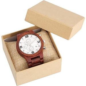 Handgemaakt Heren chronograaf houten horloge mannen volledige houten verstelbare rode hout horloge sport horloges Huwelijksgeschenken (Color : White with BOX)