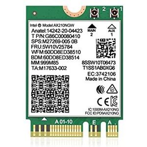 WiFi 6E Wireless Card Intel AX210 NGW Bluetooth 5.3 Tri-Band 5400Mbps Network Adapter for Laptop Support Windows 10/11 (64bit) M.2/NGFF