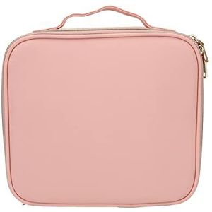 Cosmetica Koffer, Grote Capaciteit Roze Waterdichte 3 Kleuren Verlichting LED Make-up Tas met Spiegel voor Uitje
