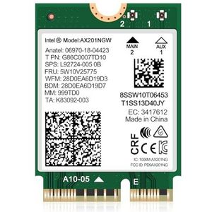 Intel AX201 NGW draadloze WiFi 6-kaart. Ondersteunt alleen CNVio2 en Intel 10/11/12/13e generatie CPU, Bluetooth 5.2, 2400 Mbps, netwerkadapter voor laptop ondersteuning