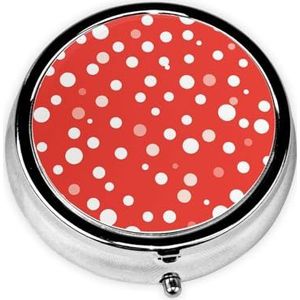 Pillendoos 3 compartimenten ronde pillenorganizer rood en wit stippen pillendoosje voor portemonnee draagbare reizen pillendoos metalen kleine pillencontainer voor dagelijks medicijnsupplement