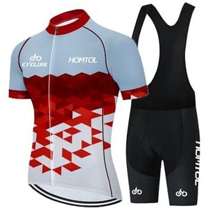 HOMTOL racefietstrui heren korte mouw fietstrui heren set fietstrui voor heren fietskleding lange mouw Fietstruien Ademend Elastisch Sneldrogend Jersey Fietsen MTB (LichtblauwWit, XL)