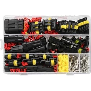 708-delige kabelverbinderset, 1/2/3/4/5/6-polig, waterdicht, super verzegeld, met krimpklemmen, elektrische autostekker (kleur: 352 stuks (1-4 pins))