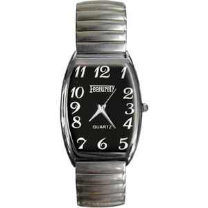 Fako® - Horloge - Rekband - Featurely - 31x44mm - Zilverkleurig - Zwart