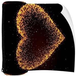 Potlood Case Pen Tas Houder met Rits Coin Organizer Tassen Make-up Cosmetische Pouch voor Vrouwen Tiener Meisjes Jongens Kinderen, Gloeiende Gouden Glitter Hart Zwarte Achtergrond