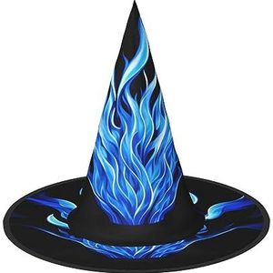 TyEdee Halloween Heks Hoed Wizard Spooky cap Mannen Vrouwen, voor Halloween Party Decor en Carnaval Hoeden -Indigo Flame