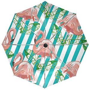 Schattig cadeau tropische flamingo vogelparaplu automatisch opvouwbaar automatisch open gesloten paraplu's winddicht UV-bescherming voor mannen vrouwen kinderen