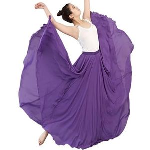 YDYAENIO Vrouwen Chiffon Ballet Dance Rok 360/540/720 Graden Chiffon Rok Ballet Buikdans Vrouwen Lange Rokken Danser Praktijk Dragen Diverse Dans Rok, Diep Paars, 720 degrees 100cm