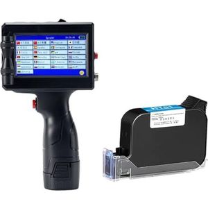 Mini Inkjet Printer 12,7 mm handheld inkjetprinter, draagbare labelpartij QR-code verpakkingstas plastic flesprinter, sneldrogende inkt instelbare afdrukhoogte(Printer with 1 ink)