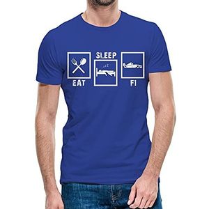 Heren Eten Slaap F1 T-shirt Formule 1 Race Sport top Verjaardag Tee klein tot 5xl (Blauw, S)