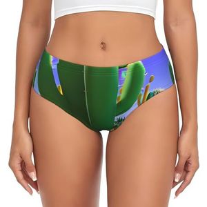 JBJGKHLP Cactus Desert Print Vrouwen Slips Ademend Ondergoed Vochtafvoerend Werk Thuis Oefenen Vissen, Zwart, XS