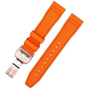 INEOUT Quick Release Fluororubber Horlogeband 20mm 21mm 22mm Duiken Waterdichte FPM/FKM Horlogebanden Compatibel Met IWC Horlogeband (Color : Orange RoseGold, Size : 20mm)