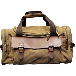 Vintage reistassen for heren, schoudertassen, canvas draagtassen met grote capaciteit, draagbare bagage, mobiele dagelijkse draagtassen Reistassen, bagage (Color : Khaki)