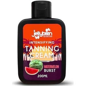 Jellybean Tanning Intensiverende crème 200 ml, watermeloengeur - zonnebank en outdoor bruiningsversneller met aloë vera, sheaboter, jojoba en vitamine E - bereik een diepe bruine kleur met natuurlijke