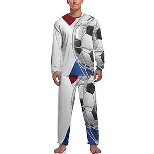 Voetbal Doel En Nederland Vlag Mannen Pyjama Sets Nachtkleding Lange Mouw Top En Broek Tweedelige Loungewear