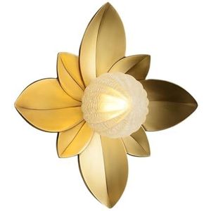 Bloemenwandlamp van volledig koper | Moderne, creatieve decoratieve wandlamp met glazen kap - Eenvoudige binnenverlichting for woonkamer, slaapkamer en gang