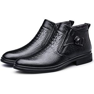 Chelsea Chelsea laarzen for mannen krokodil print Monnik riem met rits antislip antislip waterdichte slip op klassieke formele formele (Color : Black Lined, Size : 39 EU)