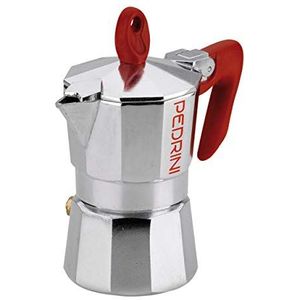 PEDRINI Koffiezetapparaat, moka voor espresso, aluminiumlegering EN 601, Italiaans design (rood, 2 kopjes)