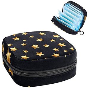 Maandverband Opbergtas, Periode Kit Bag voor School, Menstruatie Cup Pouch, Maandverband Pads Organizer Bag, Solid Golden Stars