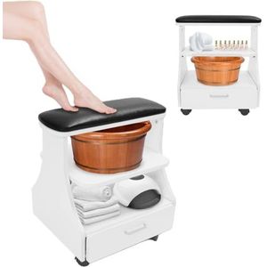 HuKaiL Manicure trolley met 3 niveaus en 4 universele wielen 50 kg draagkracht voor pedicure massage 52 x 41 x 55 cm zwart