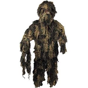 MFH Ghillie Suit Camouflagepak voor heren, broek, hoed, muggenpak, woodland, L