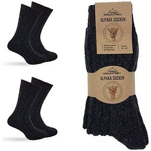 MOUNTREX Alpaca Sokken, Wollen Sokken voor Dames en Heren - Dikke Gebreide Wintersokken - 2 Paar, Antraciet, 35-38