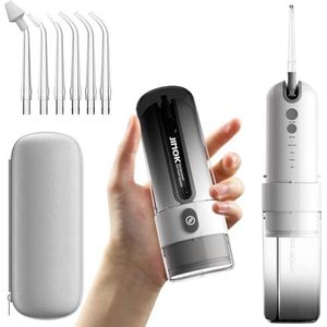 JIMOK Watertandflosser, draadloos voor tanden, draagbare mondirrigator, 4 modi met doe-het-zelf, 6 jettips, verwijderbare watertank voor eenvoudige reiniging, draagbare hoes voor thuis op reis (zwart)