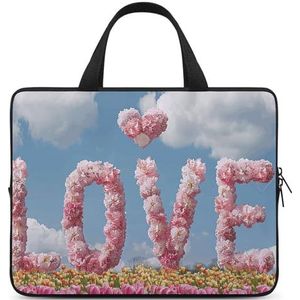 FHPCE Laptop Schoudertas Laptop Tas Computer Tas Boven FlowerFields Messenger Bag voor Unisex, Boven Flowerfields, 12 Inch