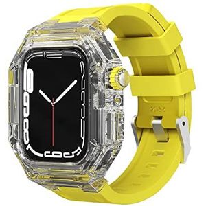 OFWAX Transparante Horlogekast Fluororubber Horlogeband, Voor Apple Watch 8 7 6 SE 5 4 44 MM 45 MM 41 MM 40 MM Horloge Sport Armband Vervangen Met Tool, 40mm, agaat