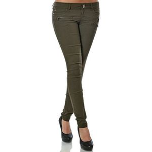 Dames skinny broek Treggings Stretch DA 15528 kleur kaki maat S / 36, Kaki