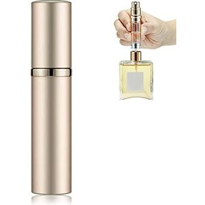 Colexy Navulbare parfumverstuiver, 5 ml, mini-verstuiver, parfum, reizen, draagbaar, verstuiver, lege fles, parfumfles (champagne)