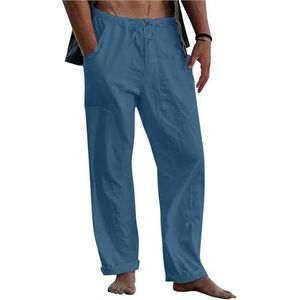 Herenbroek in maten, elastische taille, zwarte zomerbroek met dun trekkoord, witte casual straat- en strandbroek.(1,5XL)