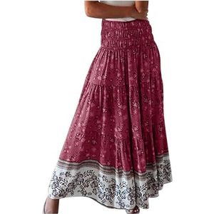 Boho lange rok voor vrouwen Hoge taille Bloemen lange rokken A-lijn Rayon Vrouwen lange rok voor feest Strandvakantie Rok lang