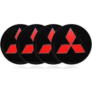 Mitsubishi - Wieldoppen - 56 mm - Set van 4 - Vervangende Stickers