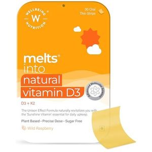 Melts into Natural - D3 + K2 - 30 Orale Dunne Stripjes - Wild Raspberry