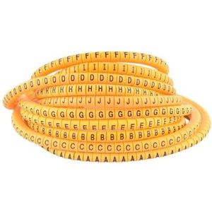 Draadnummermarkering, EC-kabeldraadmarkering, verpakking van 100 stuks, geel, for draaddikte 1,5-6,0 mm² met alfanumerieke markeringen(Ec-2(100pcs),Beige-R)